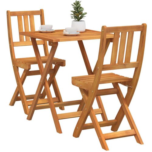 Bistro set 3 pcs Prirodna nafta Čvrsto drvo akacije Slike