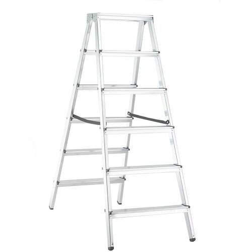Alpos Aluminijasta gospodinjska lestev 2 x 6 (delovna višina: 2,88 m, transportna dolžina: 1,16 m, nosilnost: 150 kg) Cene