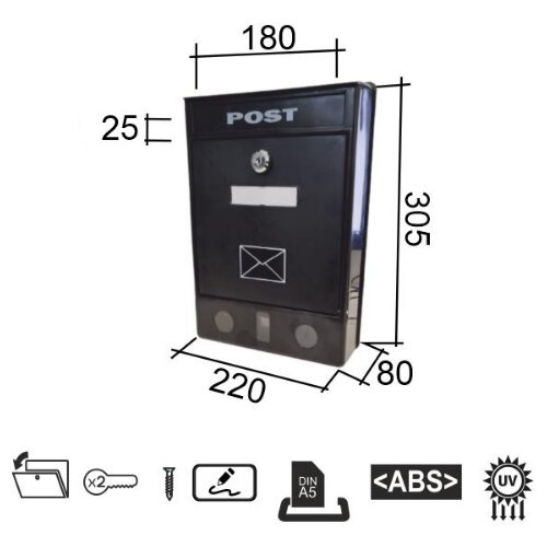  poštansko sanduče post crna 220x305x80/180x25mm DP3 Cene