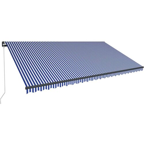  Tenda na ručno uvlačenje s LED svjetlom 600x300 cm plavo-bijela Slike
