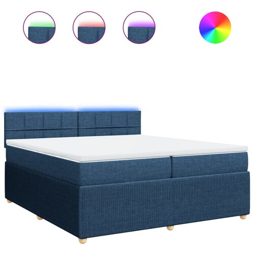 VidaXL Box spring postelja z vzmetnico modra 200x200 cm blago, (21310284) Slike