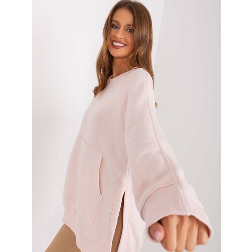 Fashion Hunters Light pink women's sweatshirt with slits Slike