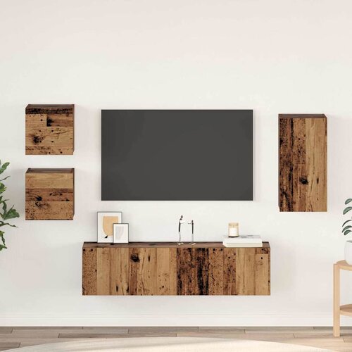 vidaXL Set TV komoda s policom Zidne s pohranom s vratima 5 pcs Staro drvo 30.5 x 30 x 60 cm Cijene