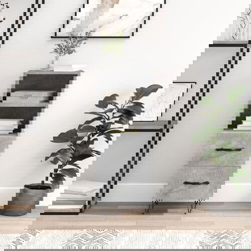 VidaXL Komoda siva boja betona 34 5x34x90 cm od konstruiranog drva Slike