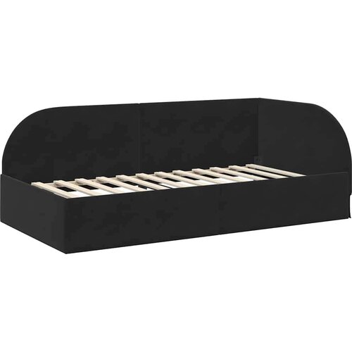 VidaXL Kutni krevetni okvir s madracem s uzglavljem 2 pcs Crna Bar&amp;scaron;un - Crna 90 x 200 cm Slike