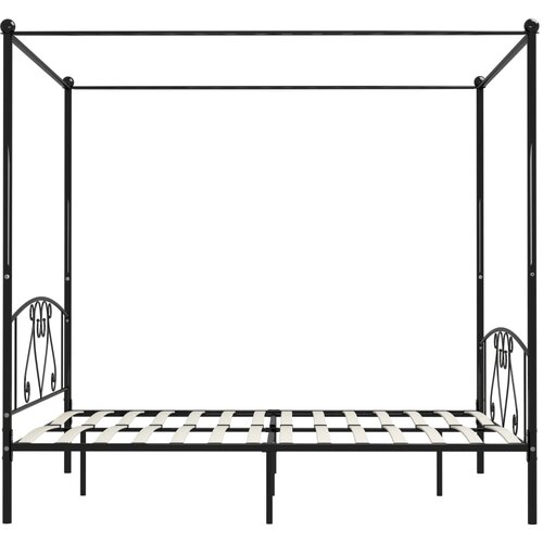  Okvir za krevet s nadstre&amp;scaron;nicom crni metalni 200 x 200 cm Slike