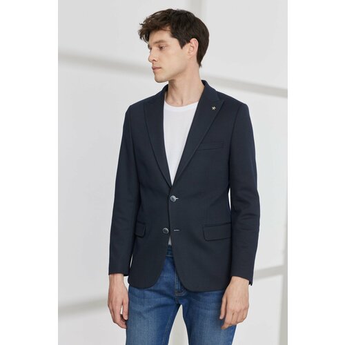 ALTINYILDIZ CLASSICS Men's Navy Blue Slim Fit Slim Fit Dovetail Collar Patterned Jacket Slike