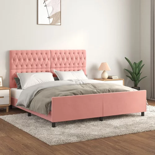  Okvir za krevet s uzglavljem ružičasti 180x200 cm baršunasti