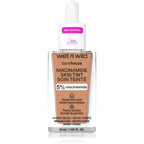 Wet&amp;#039;n wild Bare Focus Niacinamide Skin Tint lahki vlažilni tekoči puder odtenek Amber Beige 32 ml Slike
