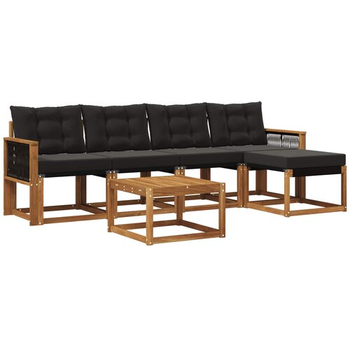 vidaXL Zunanja garnitura za sedenje z blazino 6 pcs Naravna in črna, (5000272780) Cene