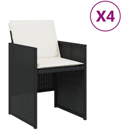 vidaXL Vrtni stoli z blazinami 4 kosi črn poli ratan, (21143057) Cene