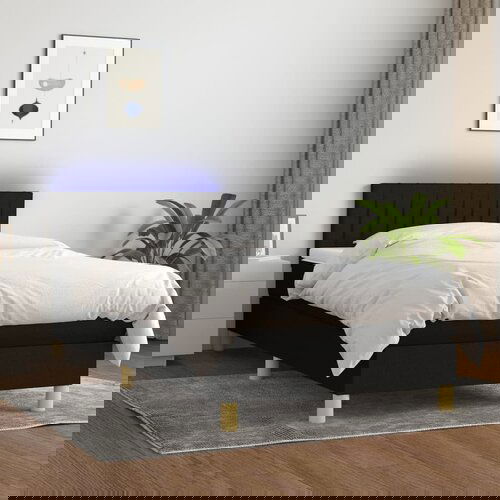 VidaXL Krevet box spring s madracem LED crni 90x190 cm od tkanine Slike
