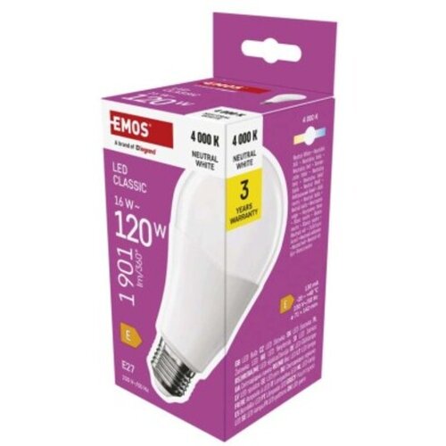 Emos LED žarnica Classic A70 / E27 / 16 W (120 W) / 1901 lm / Nevtralna bela ZQ5E73 Cene