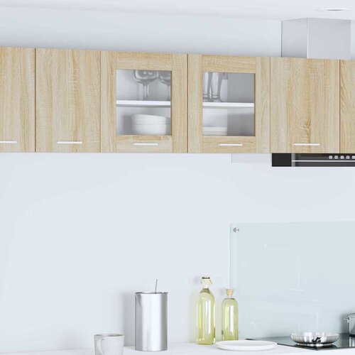 VidaXL viseći ormarić zidne riga sonoma hrast i bijela 80 x 31 x 40 cm Slike