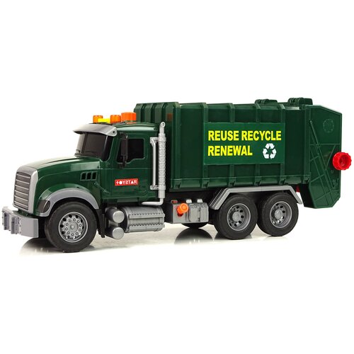 Lean Toys avtomobilski smetarski tovornjaki temno zeleni zvoki luči Slike