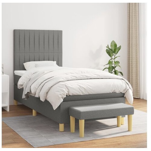  Box spring postelja z vzmetnico temno siva 90x200 cm blago Cene