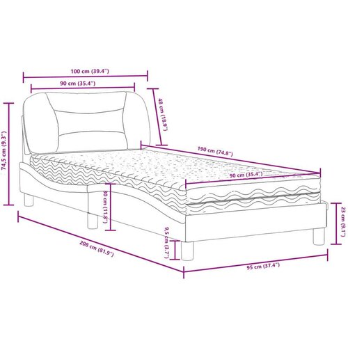 VidaXL Krevet s madracem crni 90x190 cm od umjetne kože Slike