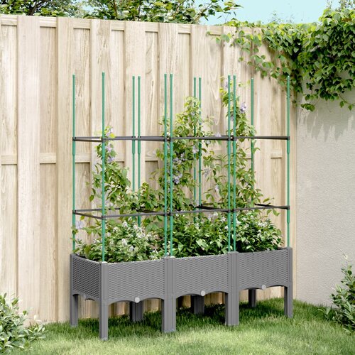  Vrtna sadilica s rešetkom svjetlosiva 120 x 40 x 142,5 cm PP Cene