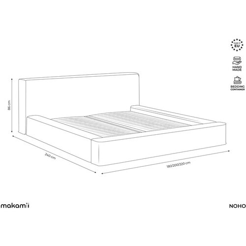 Makamii Kremasta oblazinjena zakonska postelja z odlagalnim prostorom z re&amp;scaron;etko 160x200 cm Noho - Slike