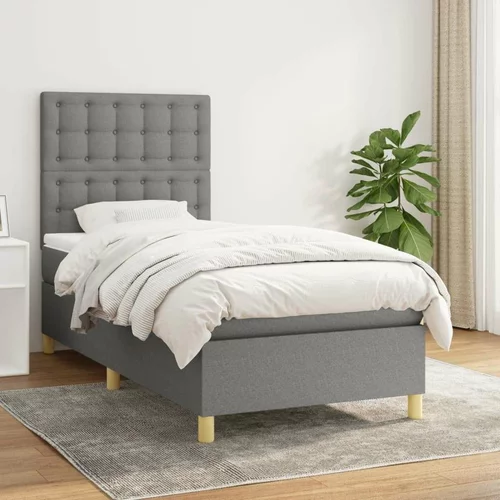  Box spring postelja z vzmetnico temno siva 90x190 cm blago, (20898627)