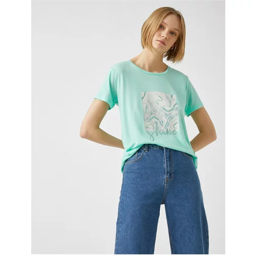 Koton T-Shirt - Turquoise - Regular fit