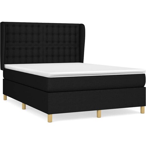  Krevet s oprugama i madracem crni 140 x 190 cm od tkanine Slike