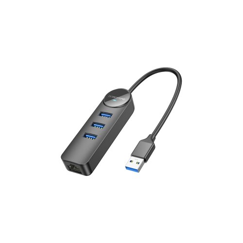  USB HUB + GLAN Ethernet Adapter BOROFONE DH6 Erudite 4-in-1, USB3.0x3 +RJ45 black Cijene