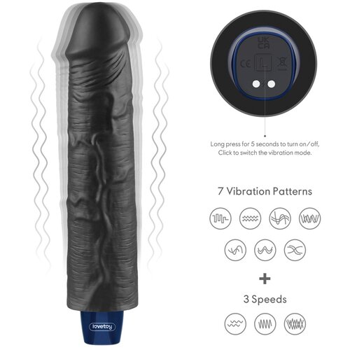 Lovetoy 2024 Vibracijski Penis Lovetoy Real Softee Black 9,5&amp;#039;&amp;#039; Slike
