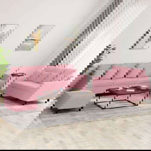  3-dijelni set sofa s jastucima ružičasti bar&amp;scaron;unasti Slike