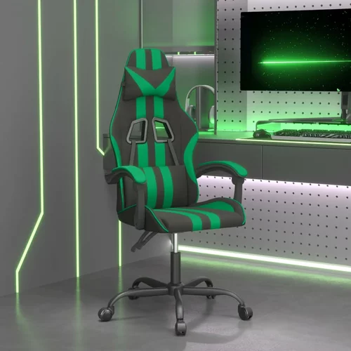  Okretna igraća stolica crno-zelena od umjetne kože