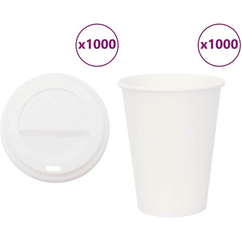 vidaXL Papirnate skodelice za kavo s pokrovčki 1000 kosov 12oz 300ml, (22156431) Cene