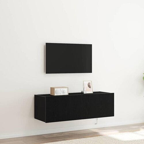 TV zidni ormar Zidne 2 pcs Crni hrast 100 x 35 x 31 cm Cene