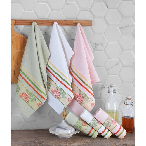  Orange whitepinkgreenred wash towel set (6 pieces) Cene