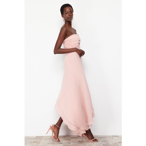 Trendyol Powder Asymmetrical Woven Lined Long Evening Dress Slike