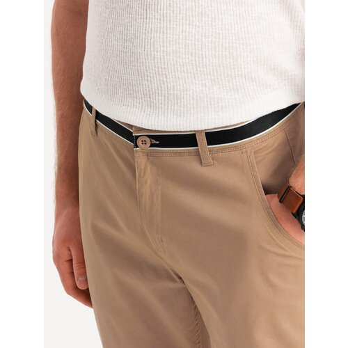 Ombre Men's chino pants with decorative waistband - sand Cene