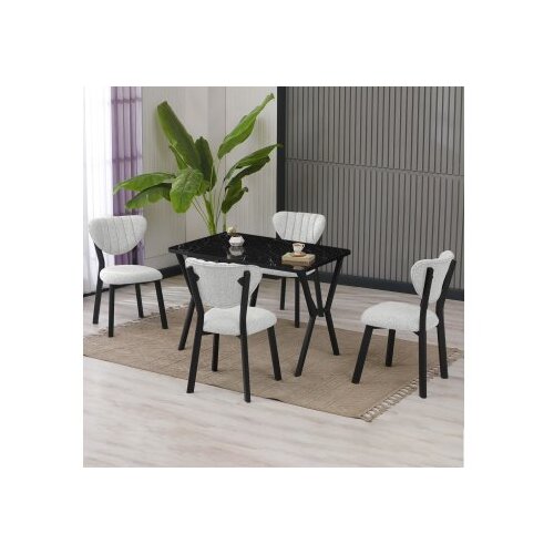 Hanah home Trpezarijski sto i stolice Elma, Krem-crni Cijene