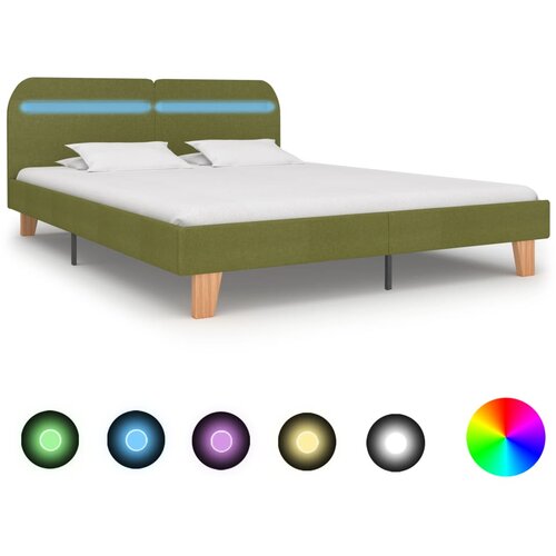Furnova Posteljni okvir z LED osvetlitvijo zeleno blago 160x200 cm, (21935253) Slike