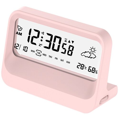 INF Digitalna &amp;scaron;tudentska budilka z temperaturo, vlažnostjo in &amp;scaron;toparico Pink, (5000290737) Slike