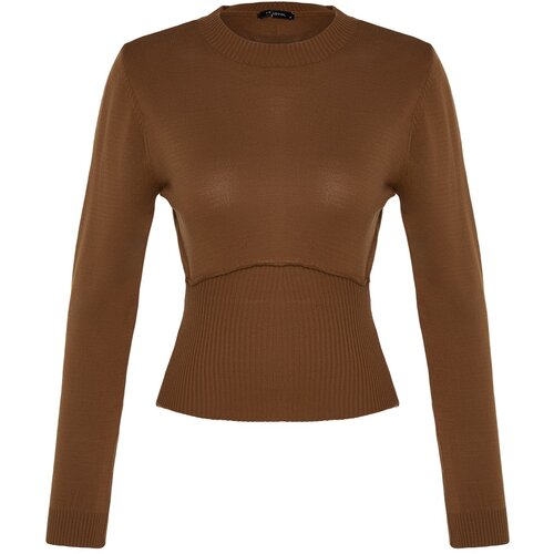 Trendyol Brown Corset-Look Knitwear Sweater Cene