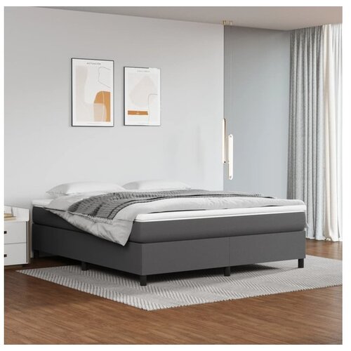  Box spring postelja z vzmetnico siv 160x200 cm umetno usnje Cene