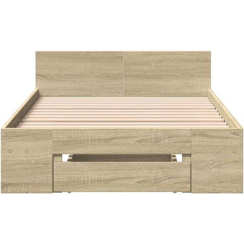 VidaXL Okvir kreveta s ladicom boja hrasta sonome 75x190 cm drveni Slike