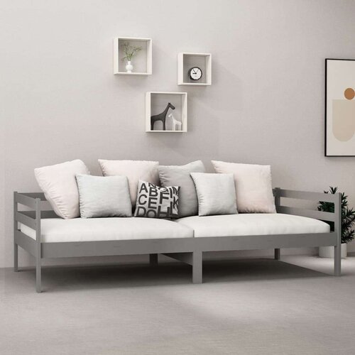 VidaXL Dnevni ležaj od masivne borovine sivi 90 x 200 cm Slike