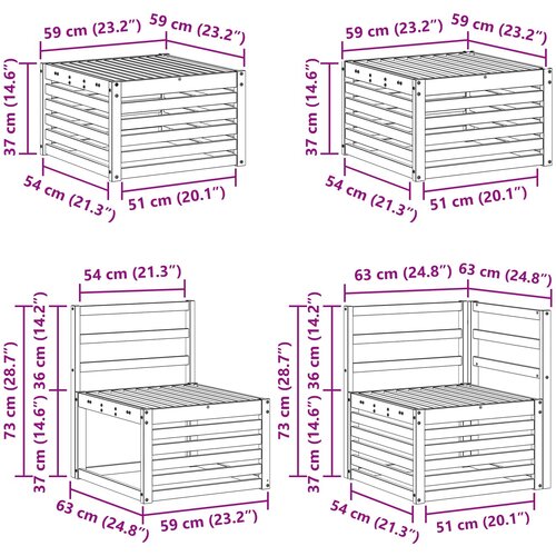  Set vanjskih sofa 9 kom. Bijela Čvrsto drvo akacije Slike