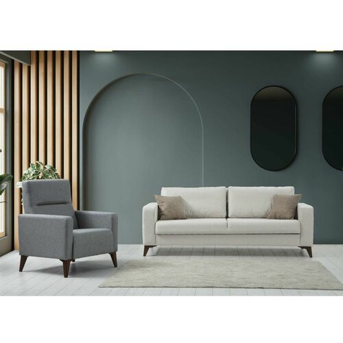 Atelier Del Sofa kristal 3+1 - Beige, Dark Grey BeigeDark Grey Sofa Set Slike