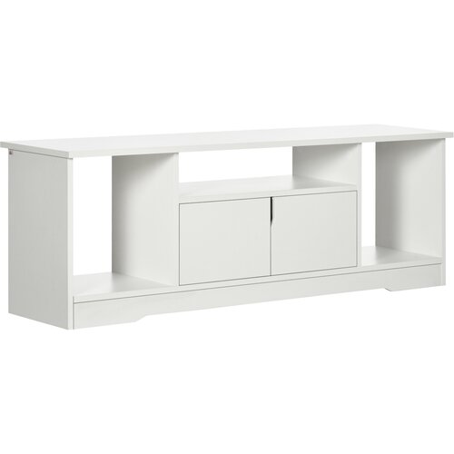 HOMCOM Stojalo za televizor do 42'' z omarico in odprtimi policami, leseno pohištvo za dnevno sobo, 120x30x41cm, belo, (20745662) Cene