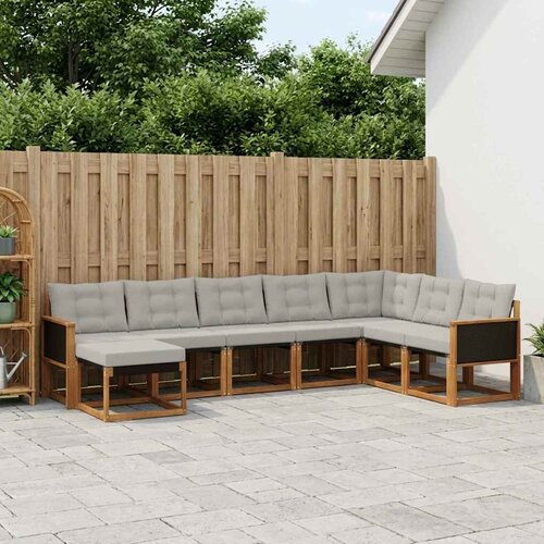  Set vanjskih sofa s jastukom 8 pcs Prirodna i Svjetlosiva Cene