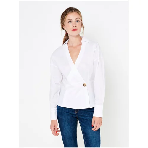 Camaieu White blouse with folded neckline - Women