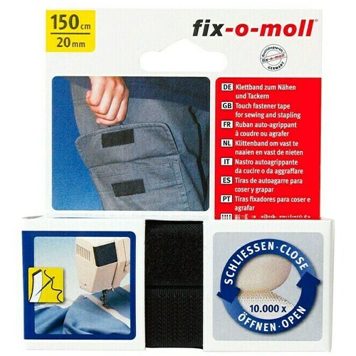 Fix-o-moll Trak z ježkom za &amp;scaron;ivanje (150 cm x 20 mm, Črna) Slike