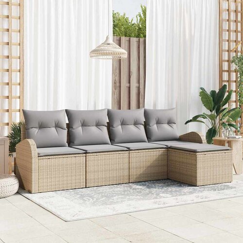  Set sofe 5 kom. Bež i svijetlo siva poliratan 124 x 62 x 85 cm Cene