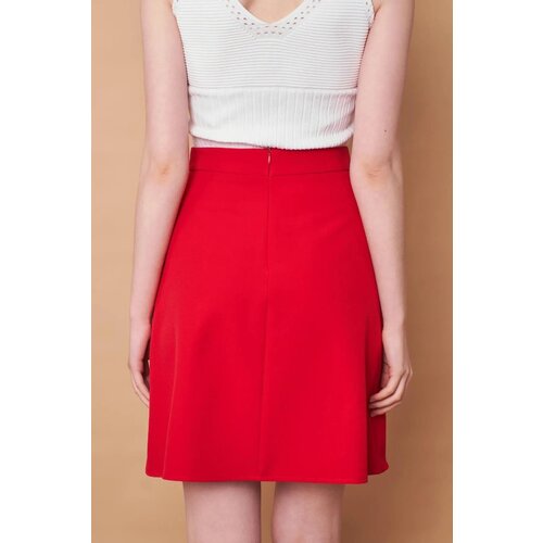 Dewberry 60086 Knee Length Bell Skirt-RED Cene